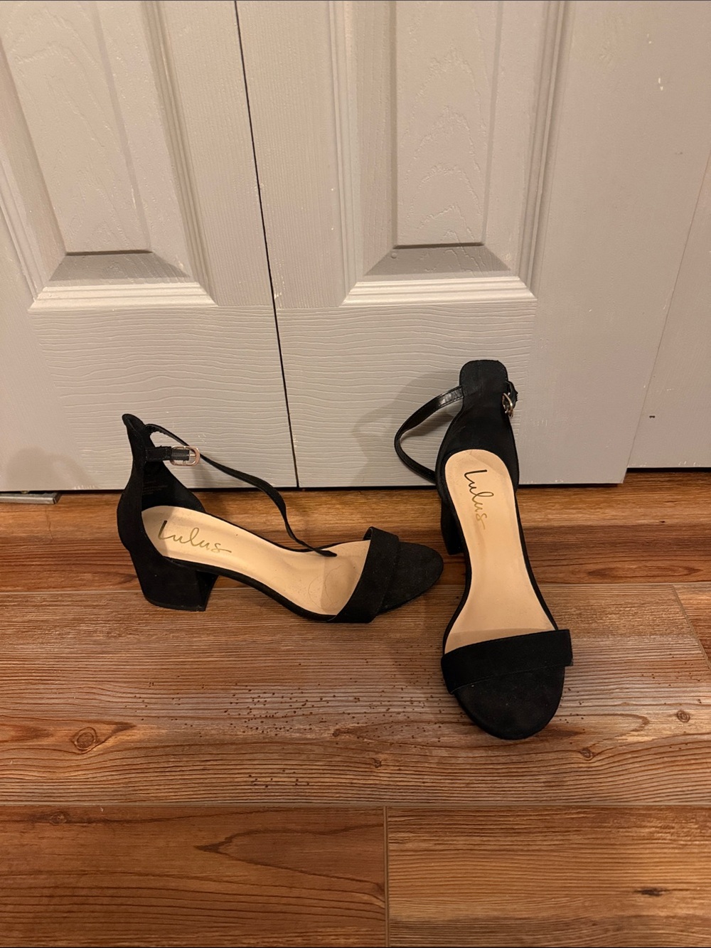 Lulu's Black Suede Ankle-Strap Block Heels